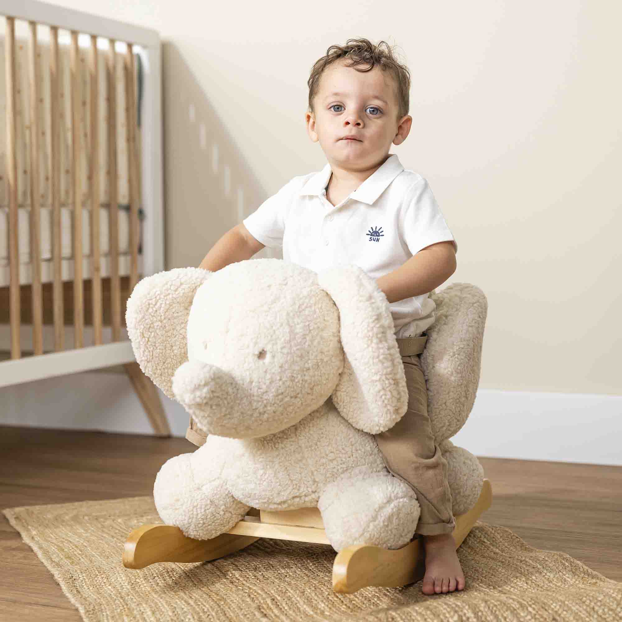 Nattou Ecru Elephant Teddy Rocking Animal