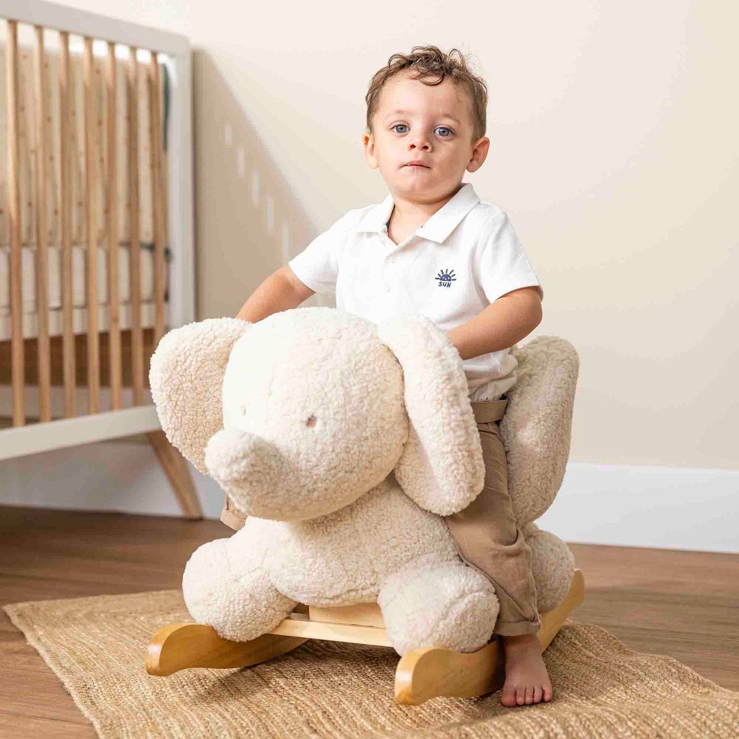 Nattou Ecru Elephant Teddy Rocking Animal