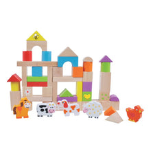 50pcs Farm Wooden Building Block Set for 12 months old plus