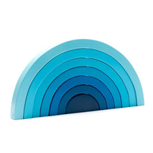 Fairtrade Wooden Rainbow Stacking Toy for 18 months old - Blue Palette
