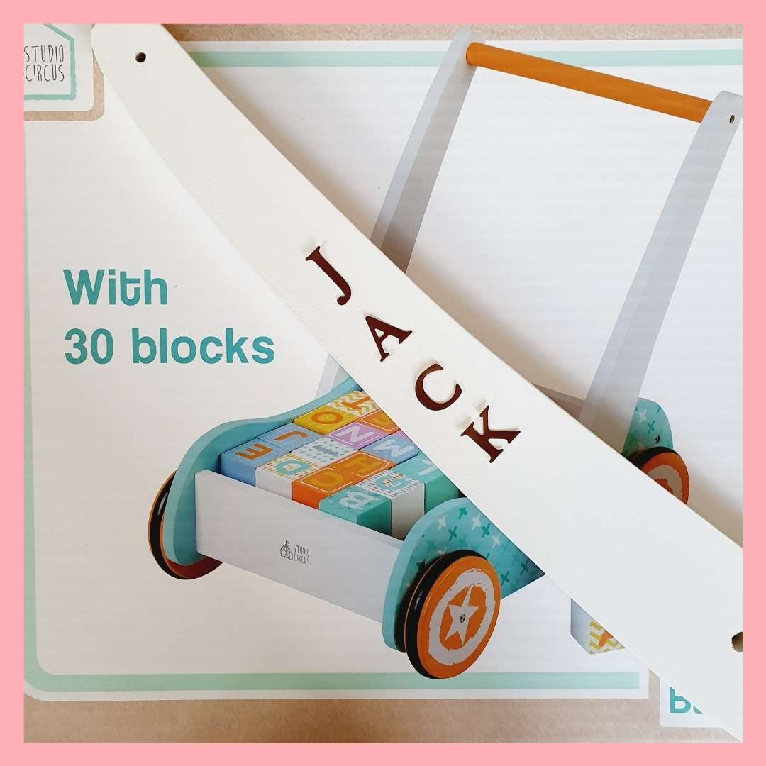 Baby Walker with Blocks - Can be Personalised