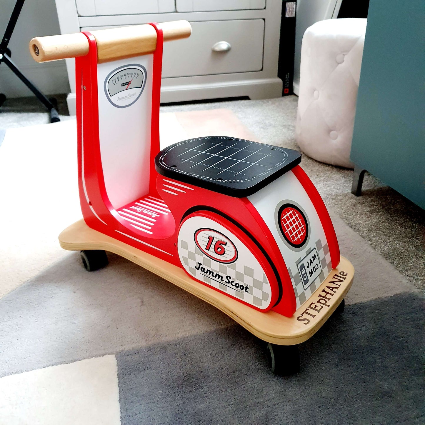 Jamm Scoot Ride On Scooter - White - can be personalised
