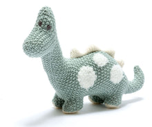 Organic Cotton Knitted Diplodocus Dinosaur Soft Toys Small - Teal