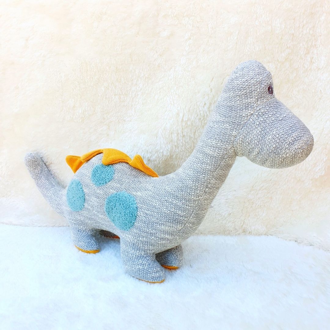 Organic Cotton Diplodocus Dinosaur Soft Toys Large - Grey