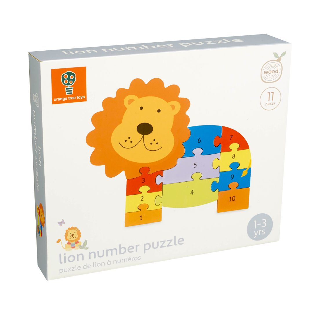 Lion Number Puzzle - certified sustainably sourced wooden puzzle for 1 year old