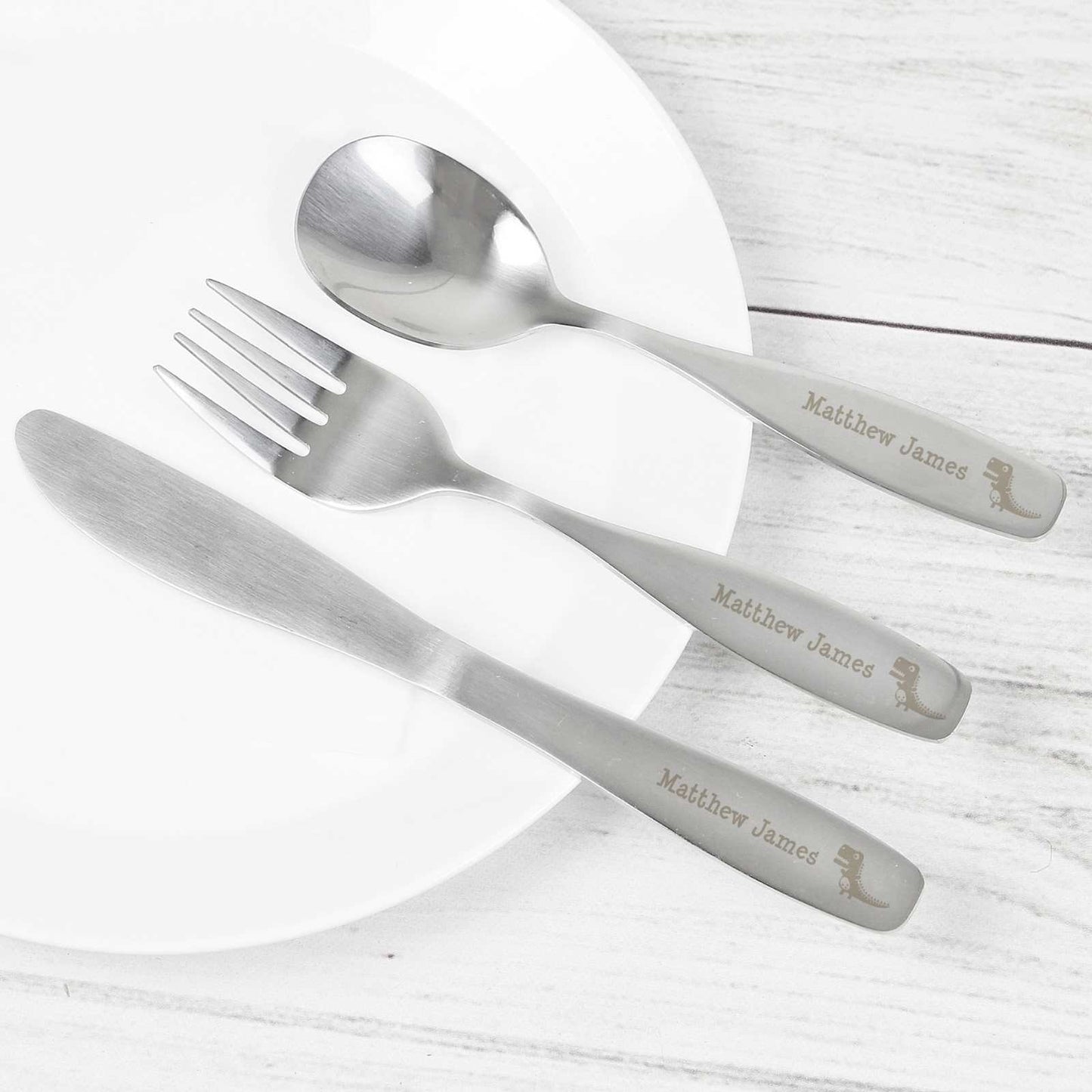 Personalised 3 Piece Dinosaur Cutlery Set