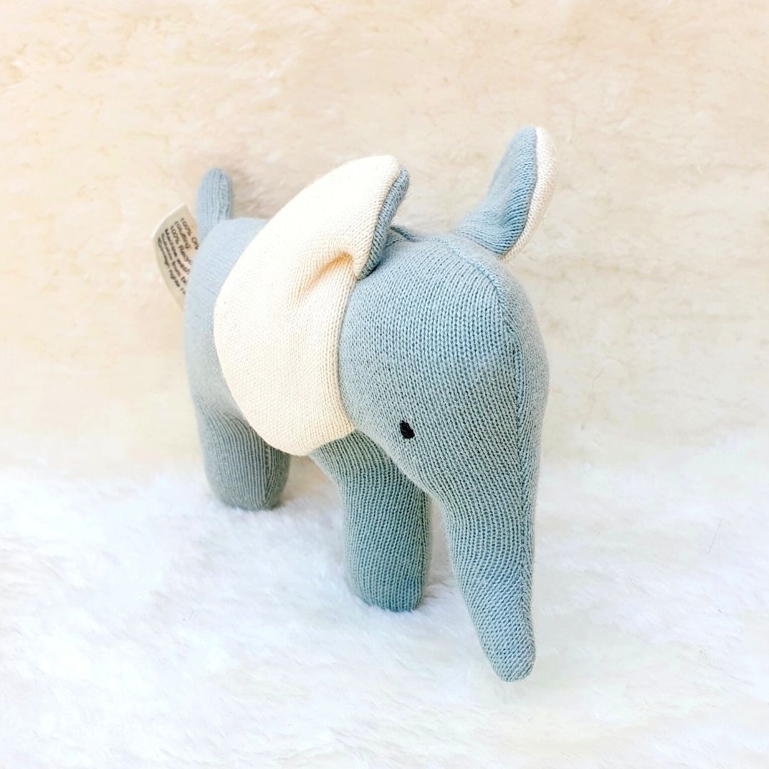Organic Cotton Teal Elephant Soft Toys Small