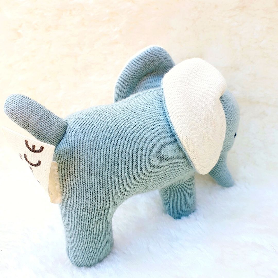 Organic Cotton Teal Elephant Soft Toys Small