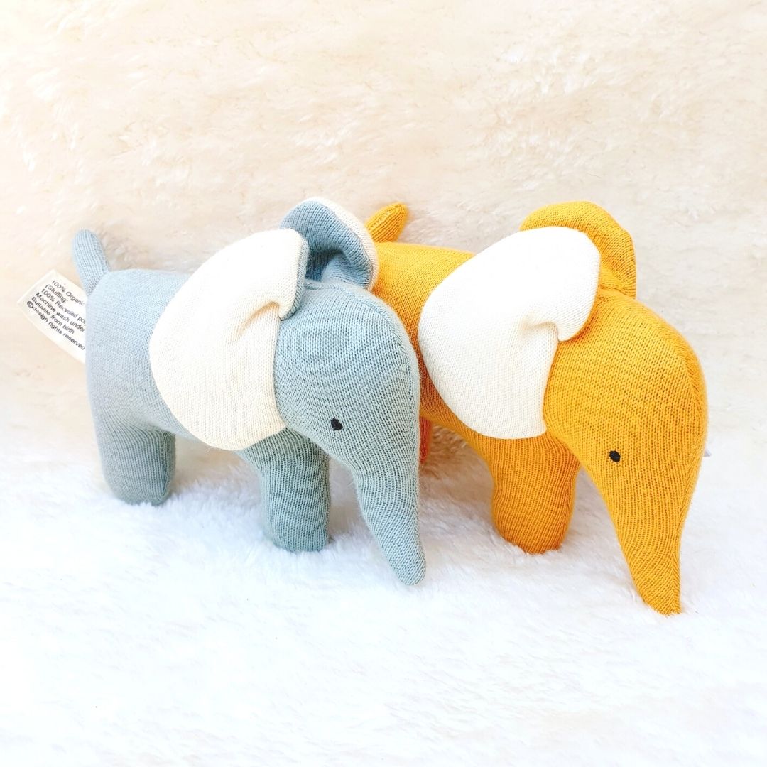 Organic Cotton Mustard Elephant Soft Toys Small