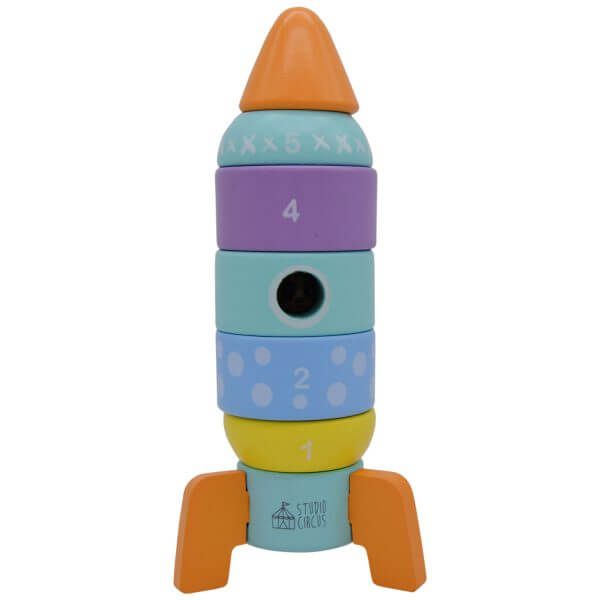 Rocket Peekabo Tower Wooden shape sorter stacking toys