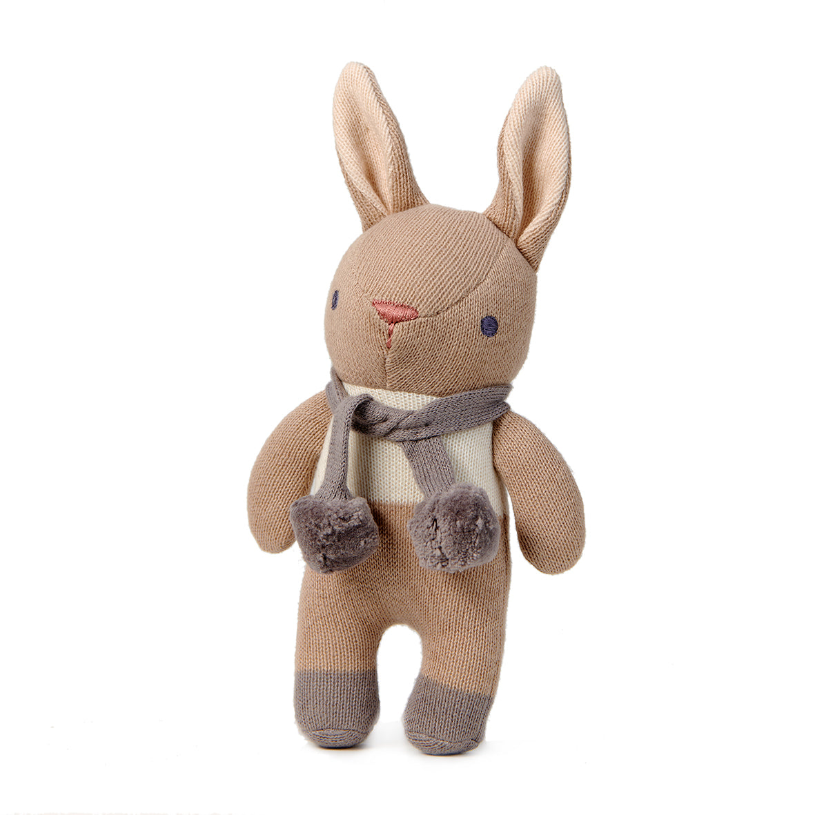 Baby Threads Taupe Bunny Gift Set - GOTS organic cotton - rattle & comforter