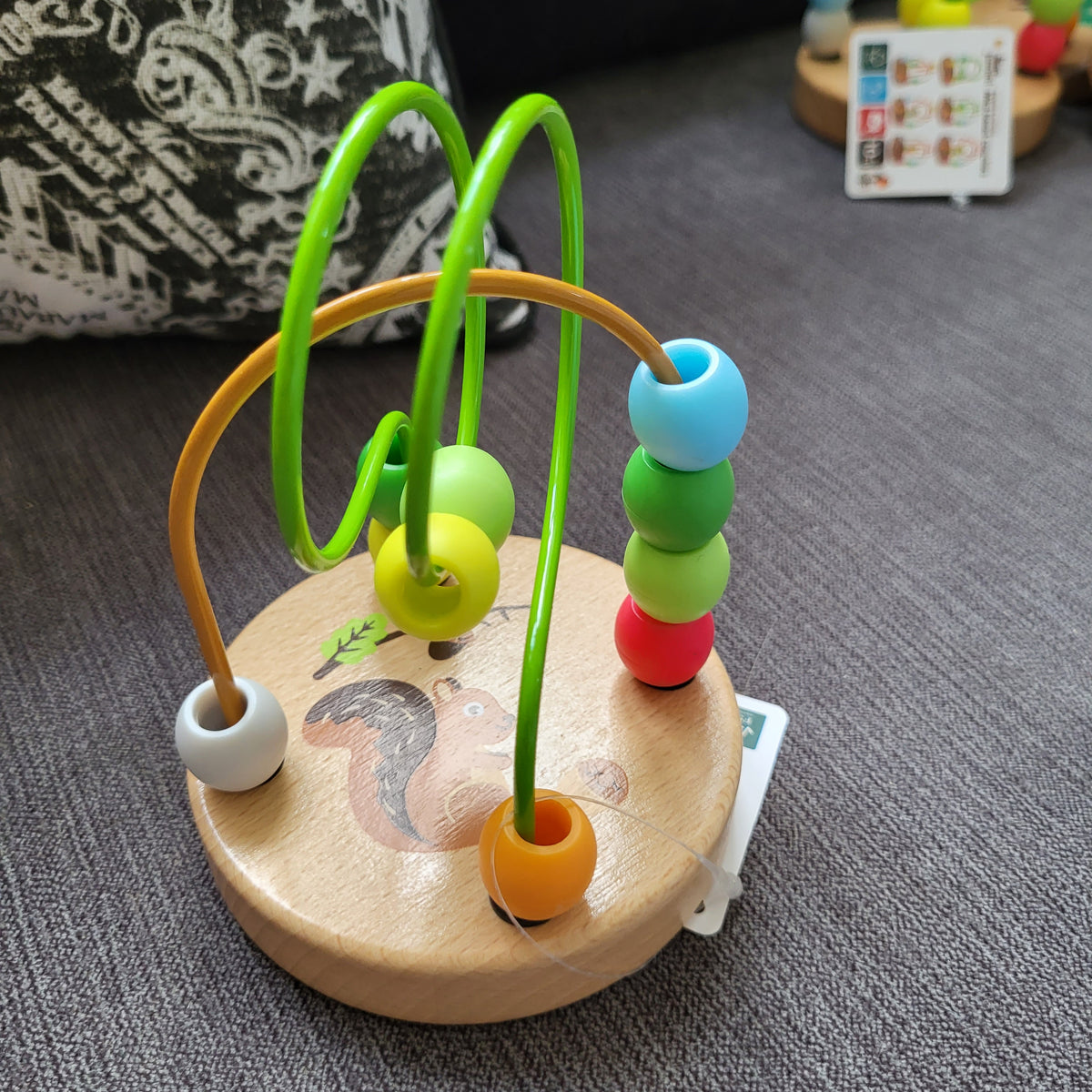 Bead Coaster Wooden Woodland Animal Coasters Mini Bead Coaster toy for 10 months old babies