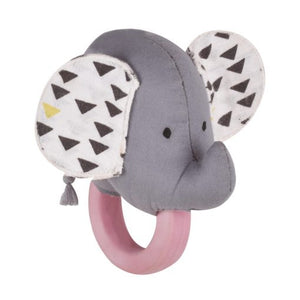 Elephant Rattle with Natural Rubber Teether from birth