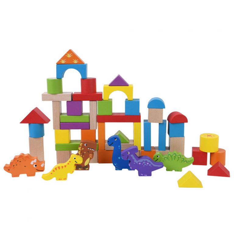 50pcs Dinosaur Wooden Building Block Set for 1 year old