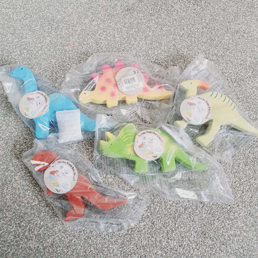 Baby Triceratops Dinosaur Natural Rubber Toy & Teether for 1 year old