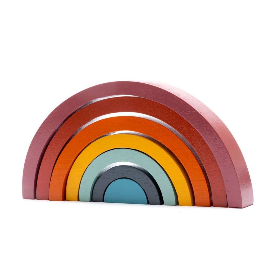 Fairtrade Wooden Rainbow Stacking Toy for 18 months old - Contemporary Colours