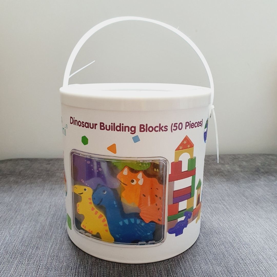 50pcs Dinosaur Wooden Building Block Set for 1 year old