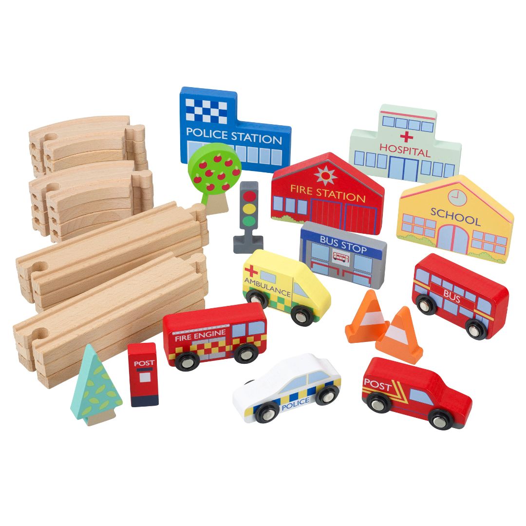 Emergency Services Road Track Vehicle Play Set for 3 years old