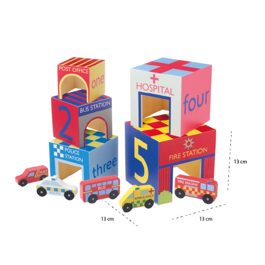 Emergency Services Wooden Stacking Cubes