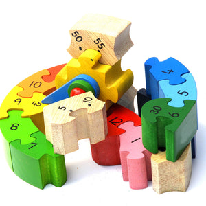 Fair Trade Wooden Teaching Clock & Block Puzzle