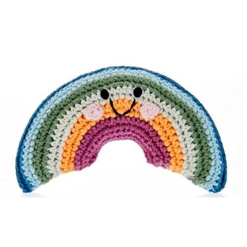 Fair Trade Organic Cotton Friendly Crochet Rainbow Baby Rattle