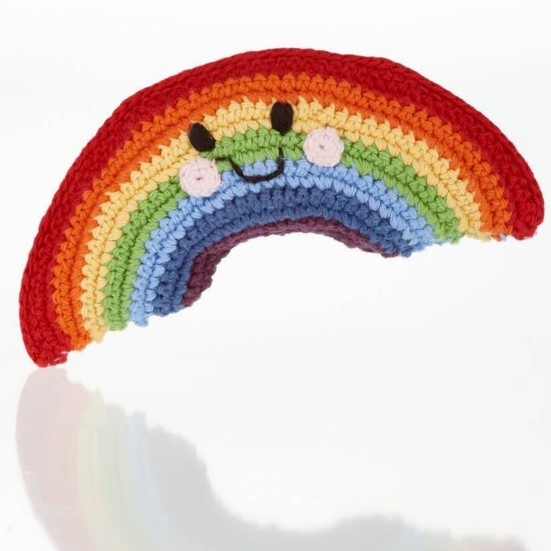 Fair Trade Organic Cotton Original Crochet Rainbow Baby Rattle