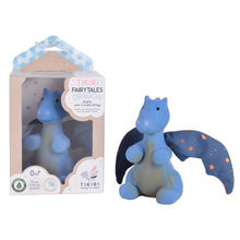 Midnight Dragon Natural Rubber Baby Teether and Rattle with Cotton Crinkle Wings