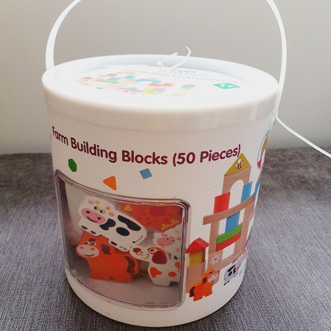 50pcs Farm Wooden Building Block Set for 12 months old plus