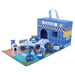 Foldaway Wooden Police Station Toy Set