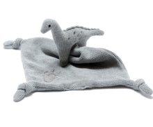 Knitted Organic Cotton Grey Diplodocus Dinosaur with Grey Blanket Comforter