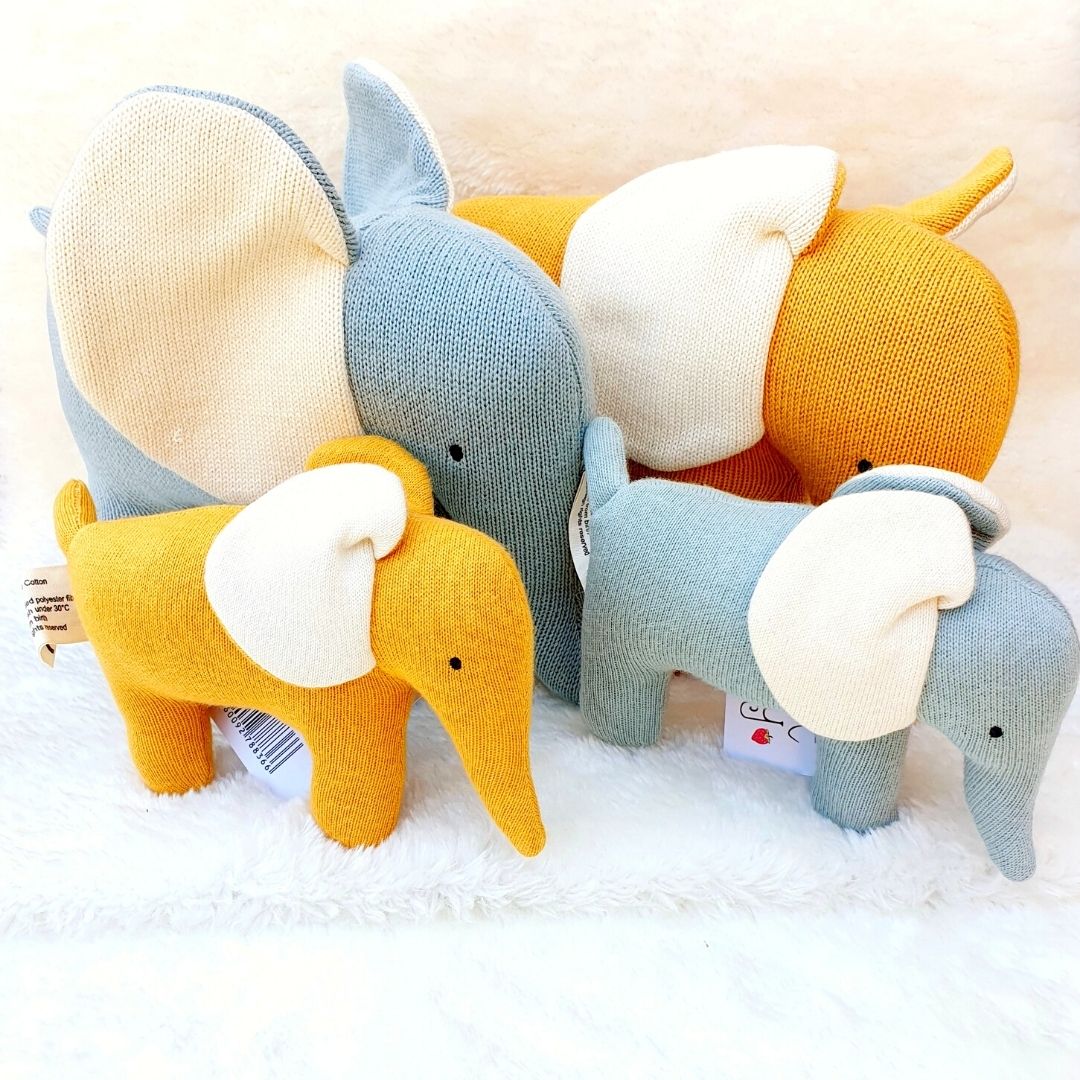 Organic Cotton Teal Elephant Soft Toys Small