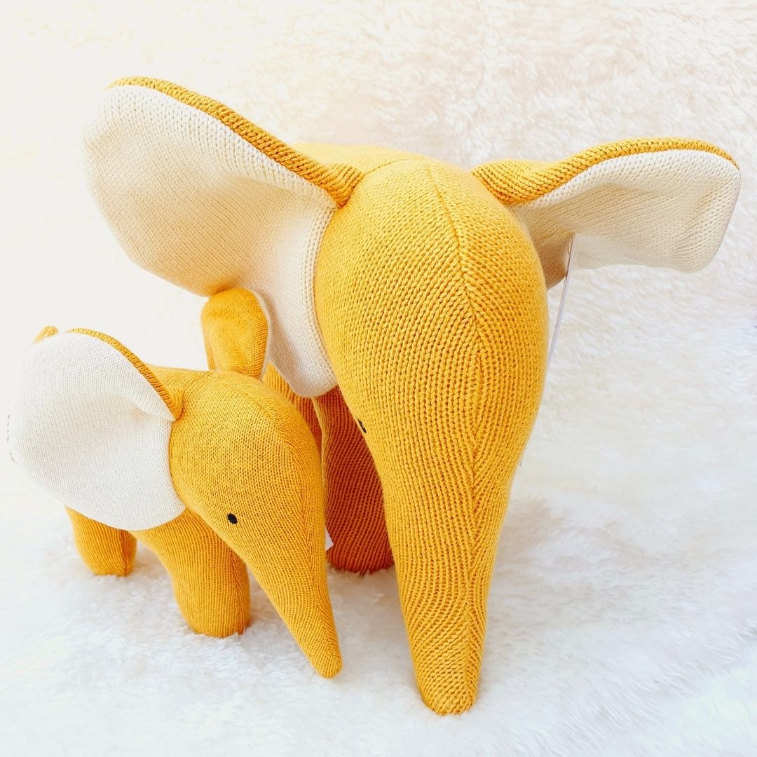 Organic Cotton Mustard Elephant Soft Toys Large