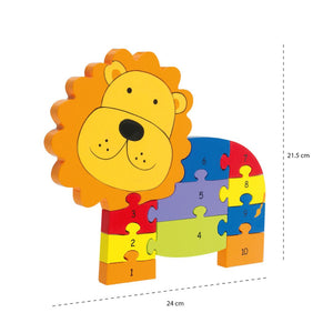 Lion Number Puzzle - certified sustainably sourced wooden puzzle for 1 year old