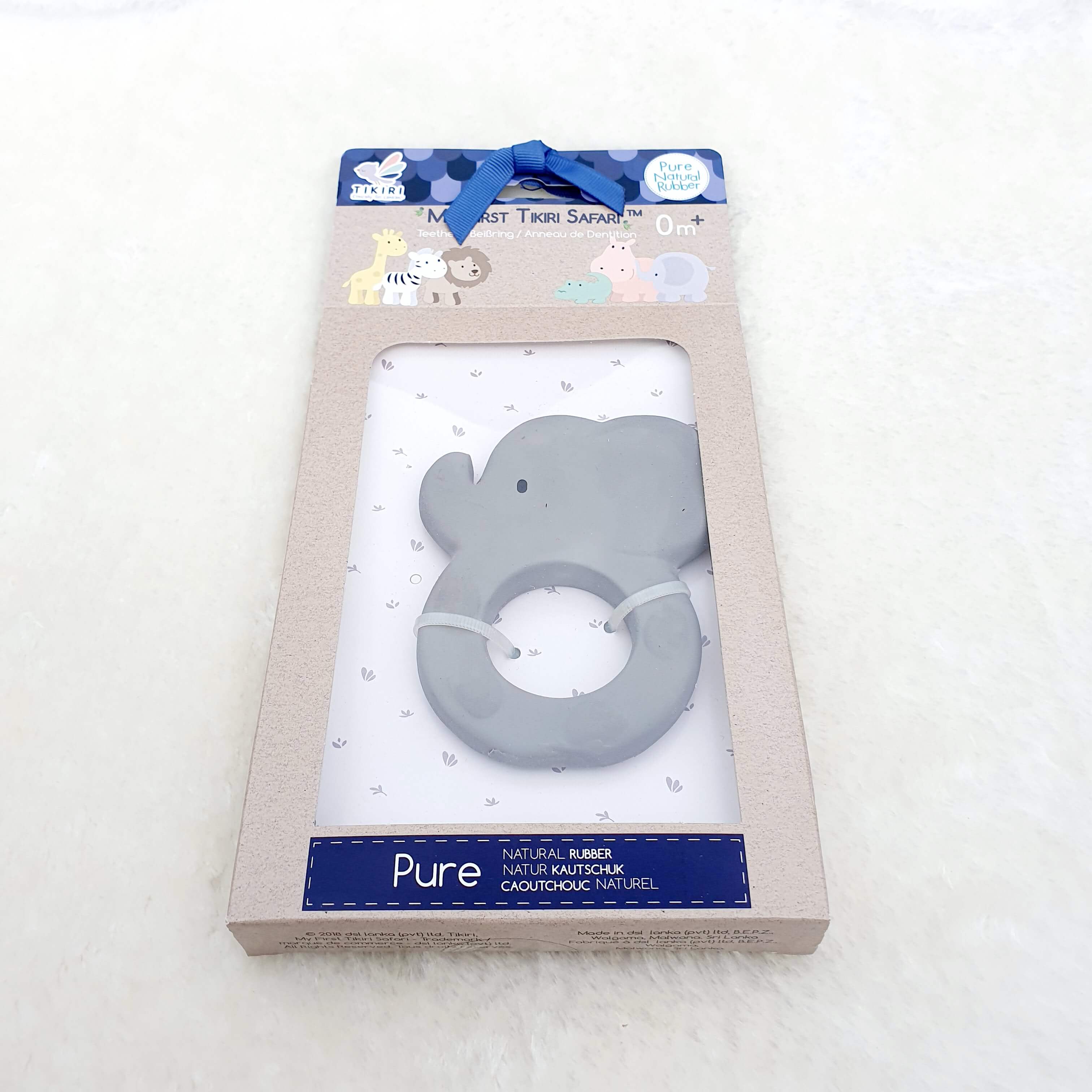 Elephant Natural Rubber Teether Ring Gift Boxed