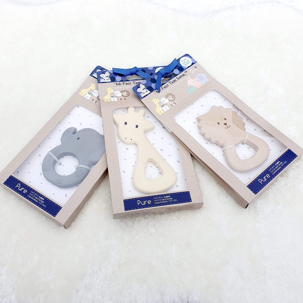 Zebra Natural Rubber Teether Ring Gift Boxed for babies from birth
