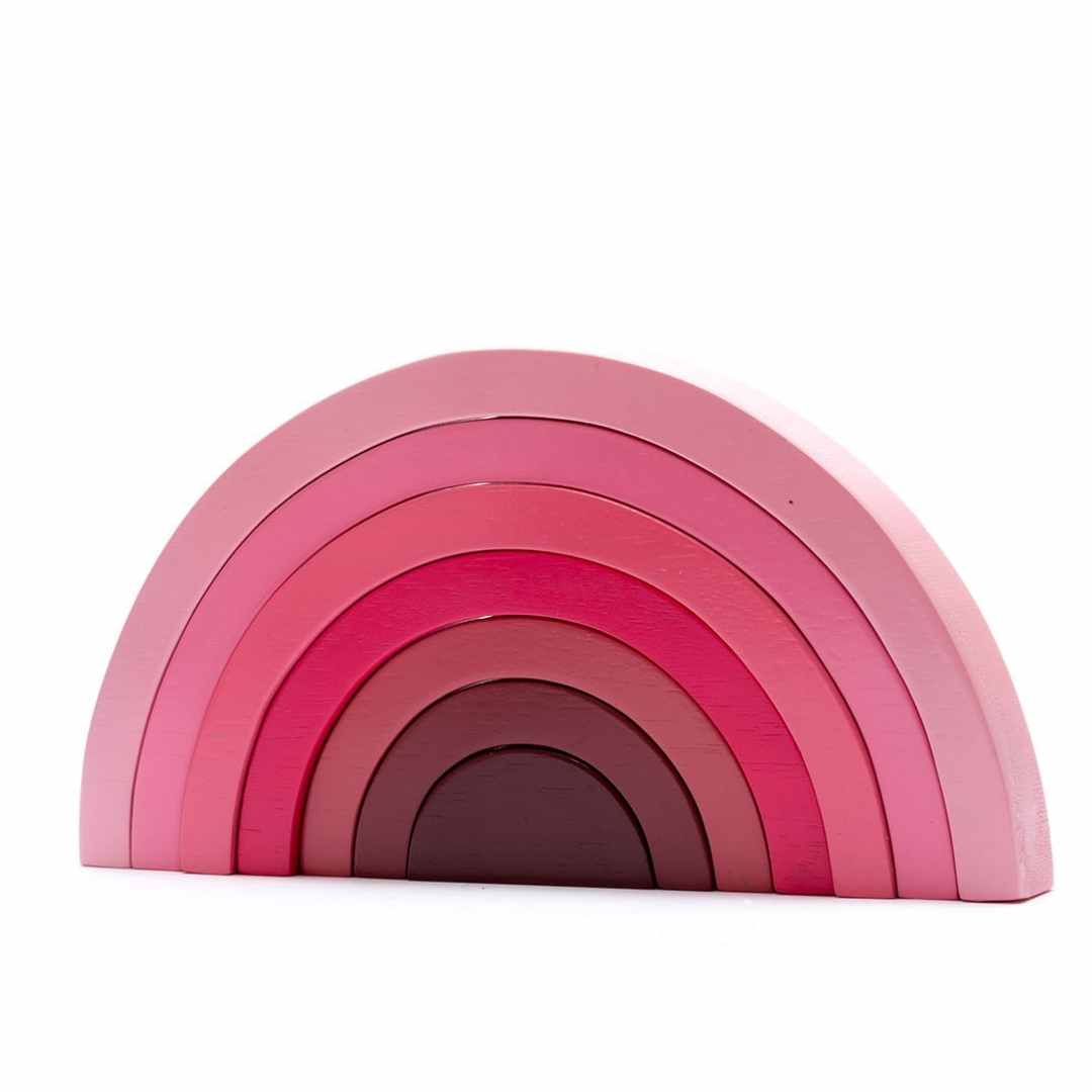 Fairtrade Wooden Rainbow Stacking Toy for 18 months old Pink Palette