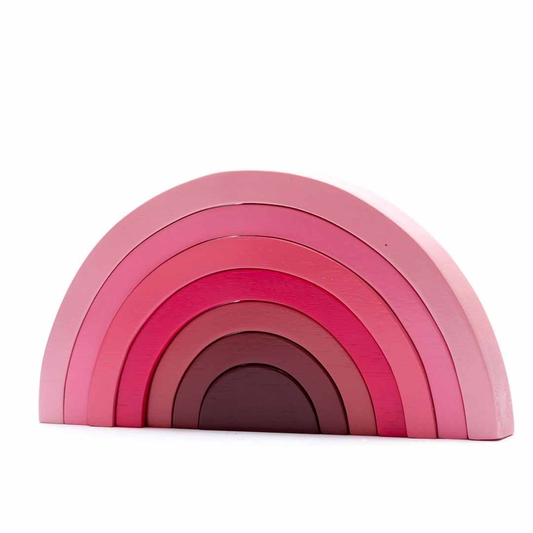 Fairtrade Wooden Rainbow Stacking Toy for 18 months old - Pink Palette