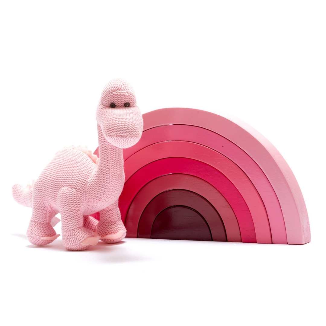 Fairtrade Wooden Rainbow Stacking Toy for 18 months old - Pink Palette