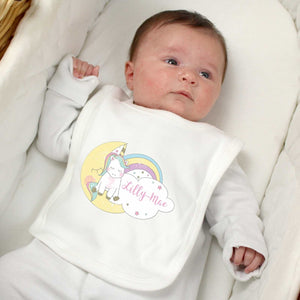 Personalised Unicorn Newborn Baby Bib