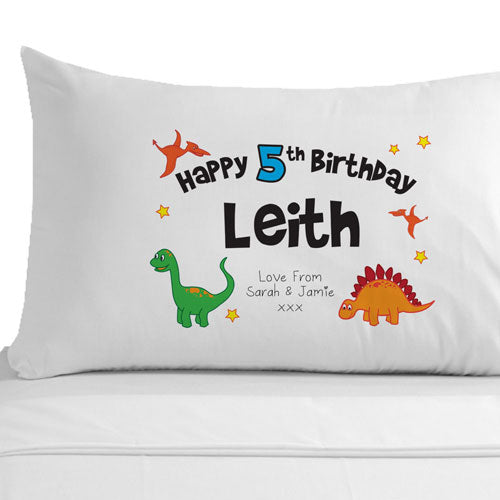 Personalised Birthday Dinosaur Pillowcase