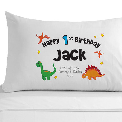 Personalised Birthday Dinosaur Pillowcase