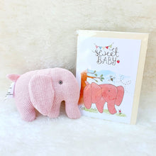 Organic Cotton Knitted Pink Elephant Soft Toy Baby Rattle