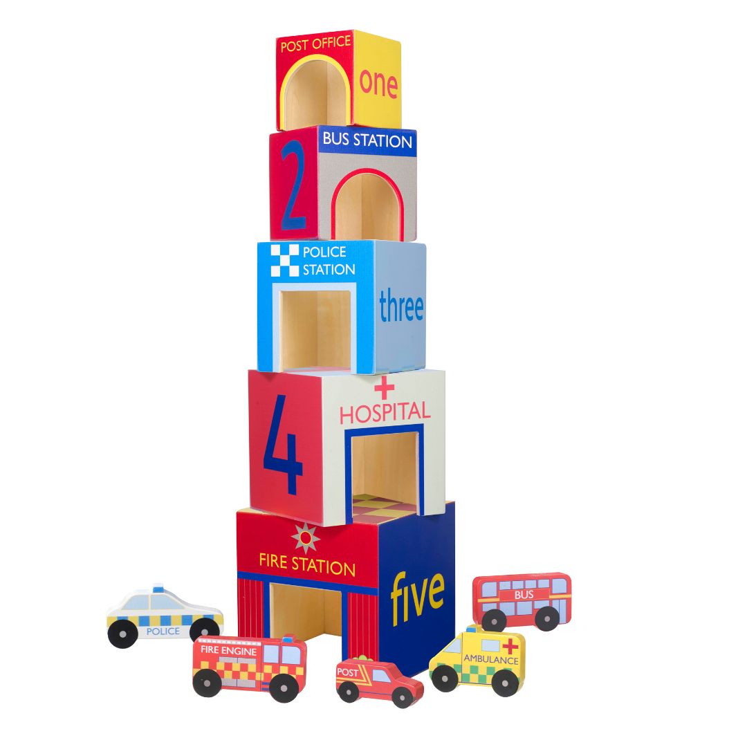 Emergency Services Wooden Stacking Cubes