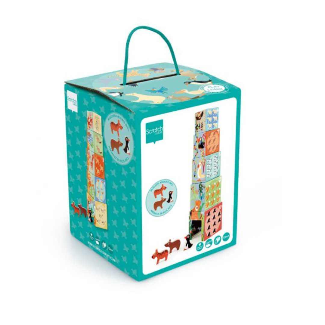 Scratch Build and Play - Stacking Tower - Animals of the World - 1 year old