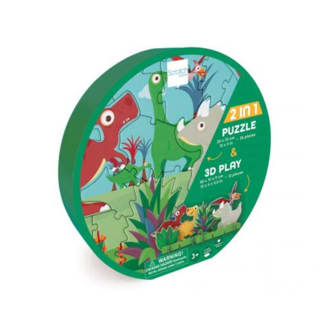 Scratch PlayPuzzle 3D - Dinosaurs for 3 years old