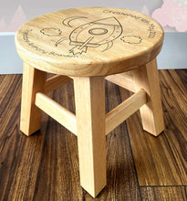 Personalised Childs Wooden Stool - Various Designs Available - Laser Engraved