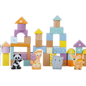 Wooden Building Blocks For Toddlers - 50pc Animal Wooden Toys For Toddlers