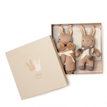 Baby Threads Taupe Bunny Gift Set - GOTS organic cotton - rattle & comforter
