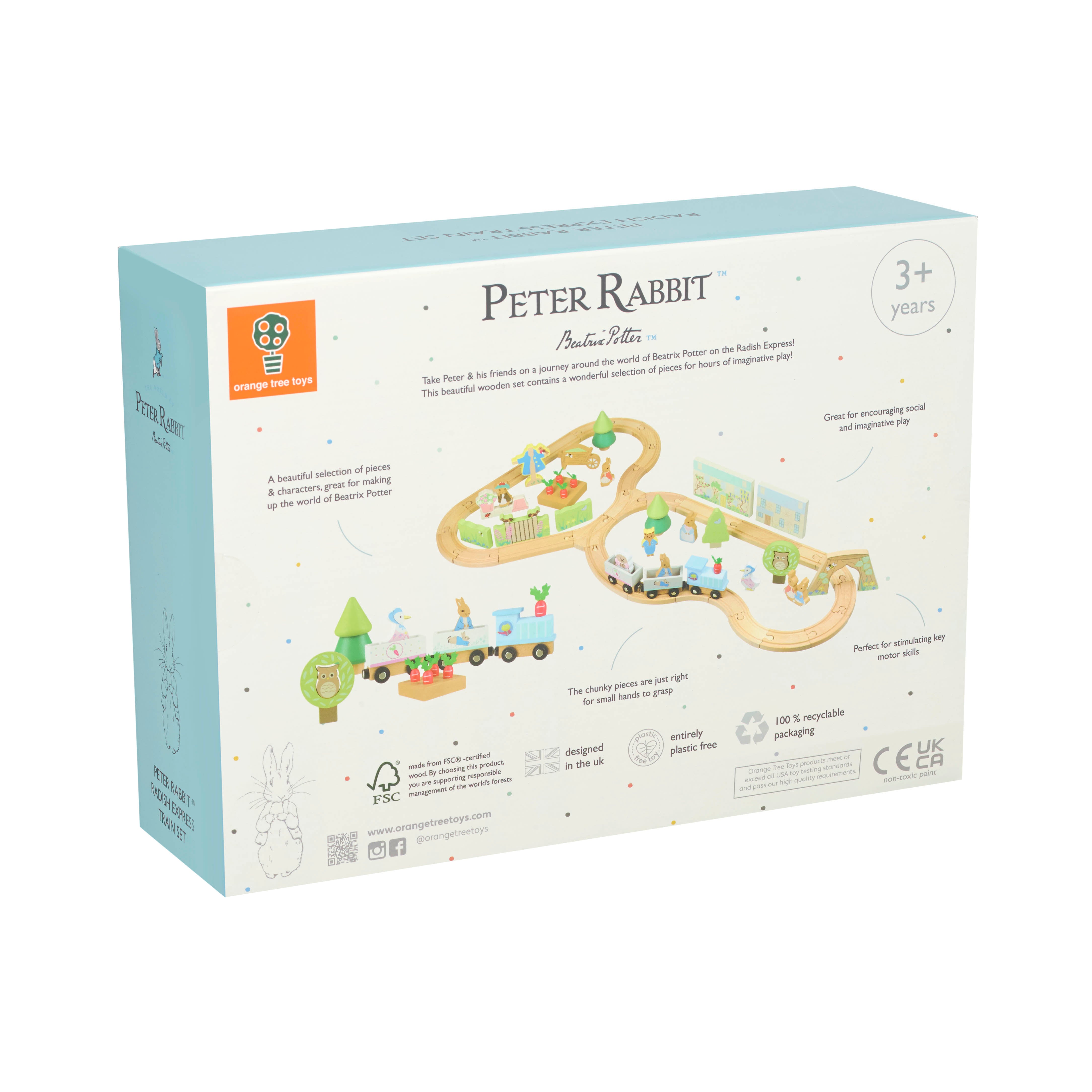 Peter Rabbit™ certified sustainably sourced wooden Train Track for 3 years old