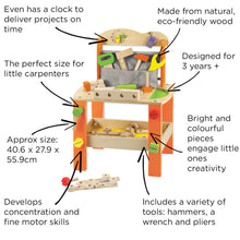 Orange Wooden Tool Bench – Toddler workbench for 3 years old